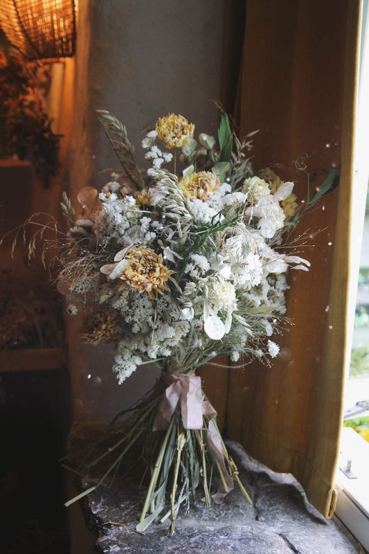 Dried sympathy flowers as a sustainable, lasting way to show we care.