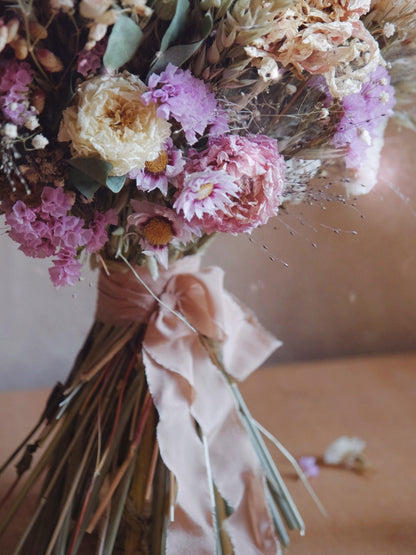 Large pastel dried flower bouquet